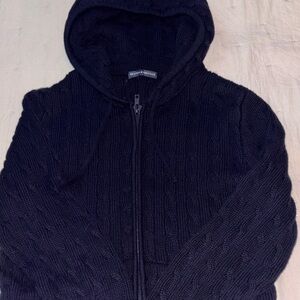 Navy blue Brandy Melville cable knit zip up with hoodie